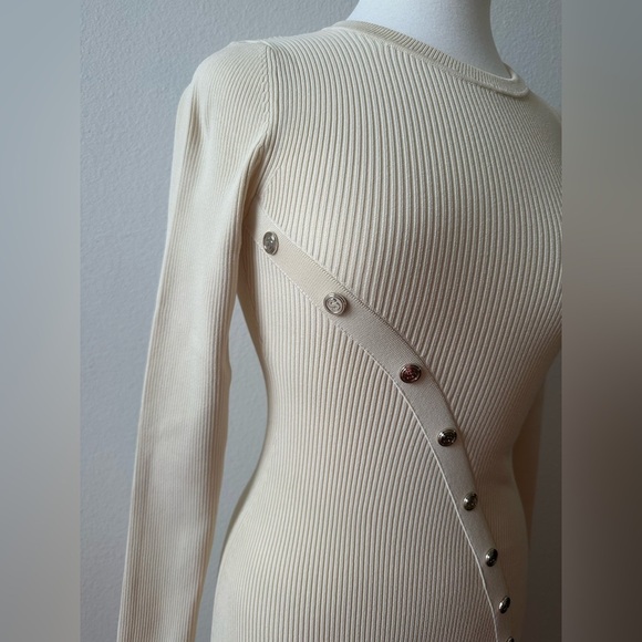 Sandro Womens Naturels Button-embellished Knitted Maxi Dress In Cream - Picture 15 of 16